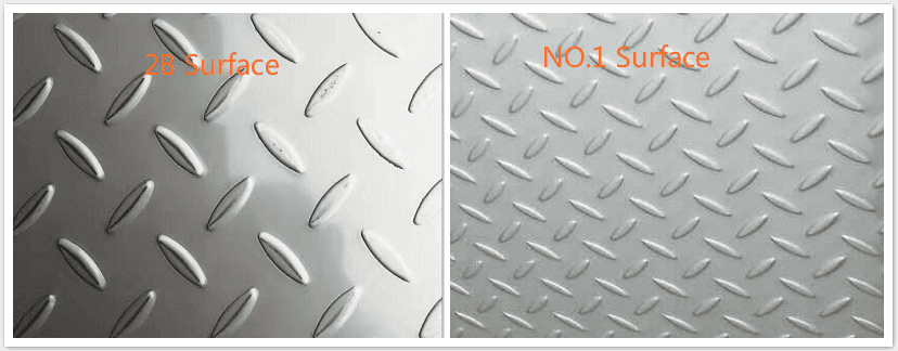 2B sufarce and NO.1 surface of stainless steel diamond plate min